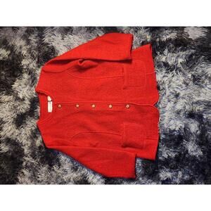 Alfred Dunner Womens Medium 100% Wool Grandma Cardigan Button Up Blazer Pockets